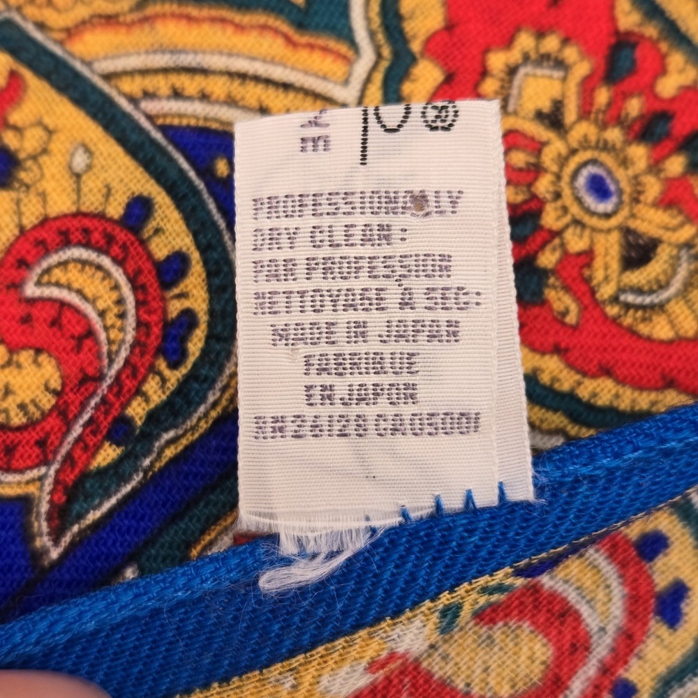 Echo 100% Wool Scarf 34" Square Floral Paisley Plaid Challis Blue Multicolor NWT - Picture 8 of 12